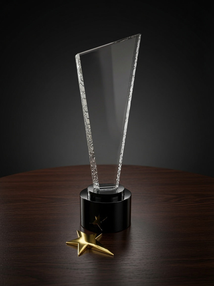 Gold star crystal award detail
