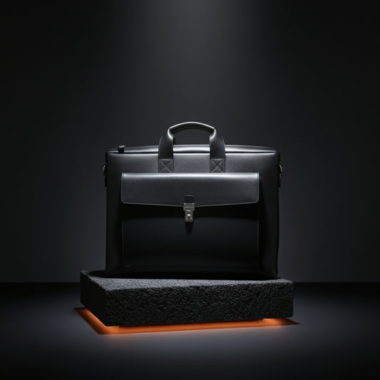 Executive leather brief close-up - premium leather texture detail