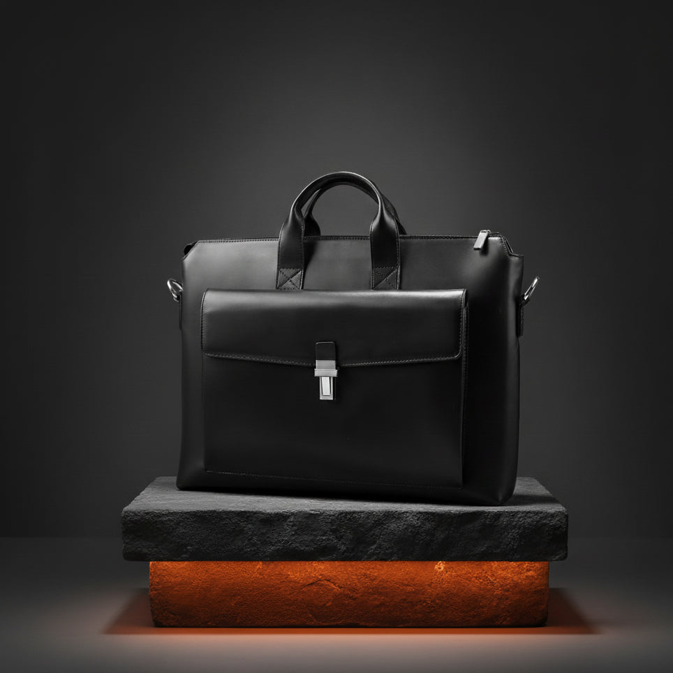 Executive leather brief with custom monogram engraving - business gift Egypt