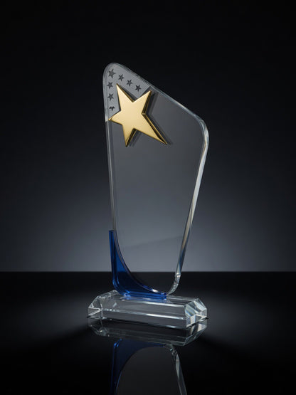 Blue star crystal award detail