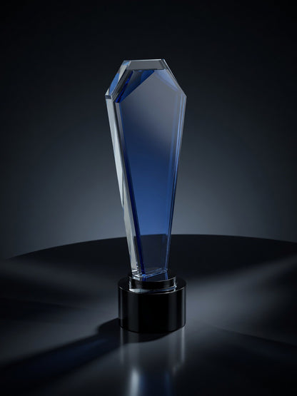 Blue crystal award trophy