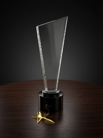Gold star crystal award detail