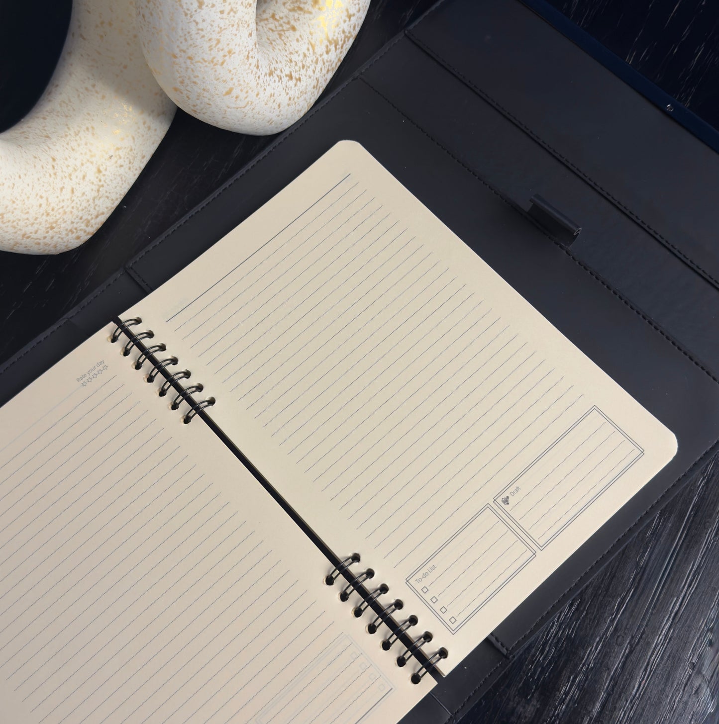 Premium textured notebook page interior detail