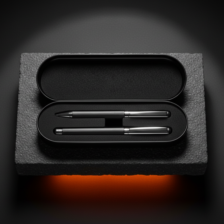 Elegant Black Metal Pen Set