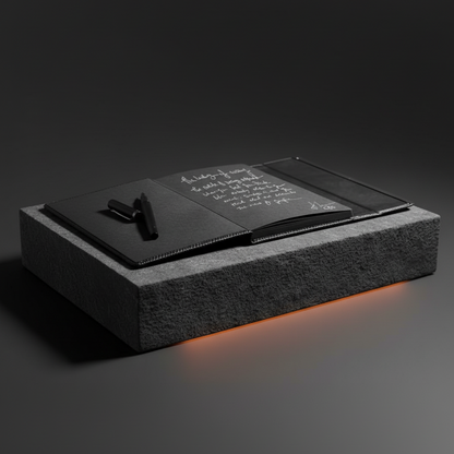 Chic black-on-black writing set with personalized engraving