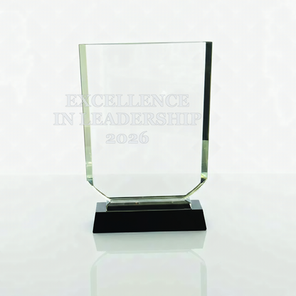 Rectangular Crystal Award with sample laser engraving