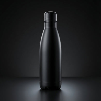 Matte black double-wall insulated stainless steel bottle with screw cap - Totem Gift Egypt