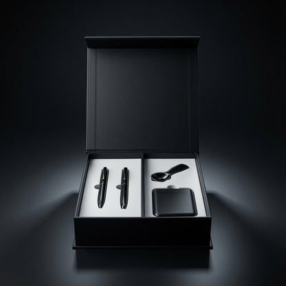 VIP Executive Gift Set open magnetic presentation box with two pens, keychain and power bank - Totem Gift Egypt
