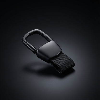 Matte black carabiner keychain with woven webbing strap - Totem Gift Egypt