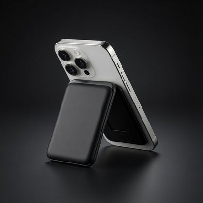 Magnetic power bank attached to phone and folded out as a viewing stand - Totem Gift Egypt