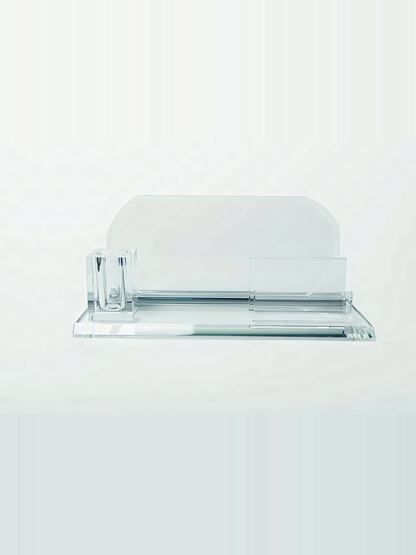 Crystal Desk Card Holder Stand - front view on white | Totem Gift Egypt