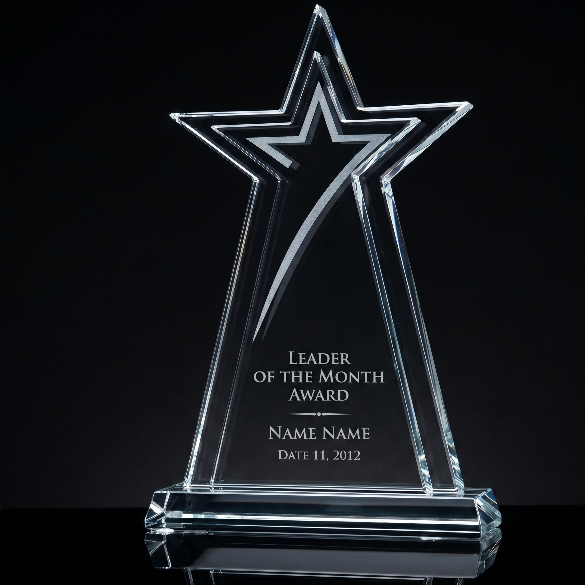 Crystal star award with personalized engraving detail